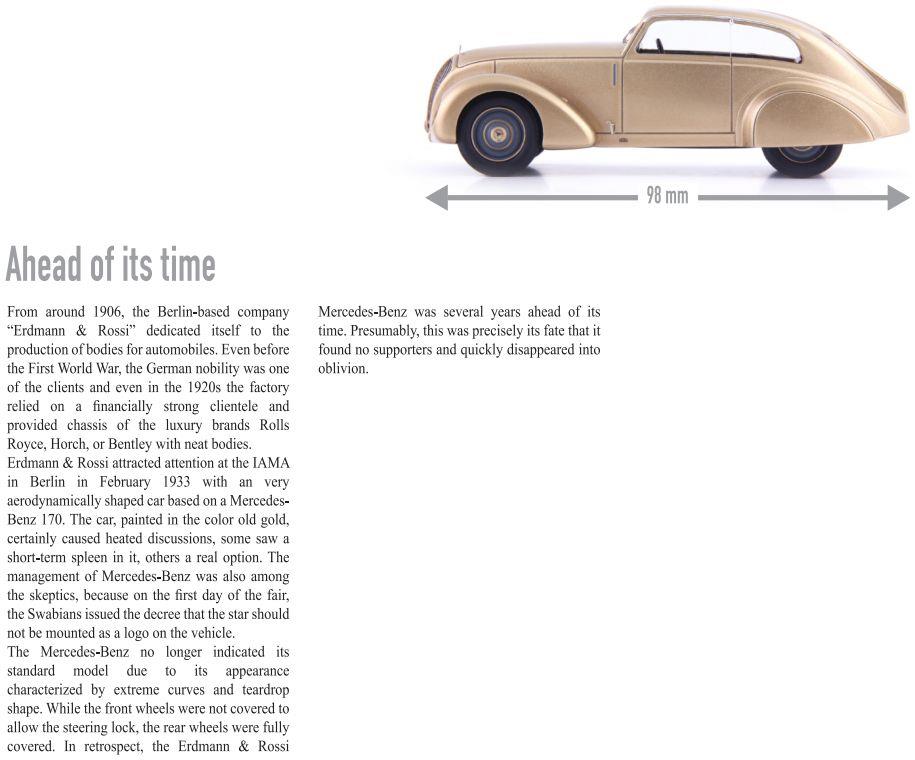 Autocult 1:43 Scale Mercedes Benz 170 (W15) 'Erdmann und Rossi' Gold