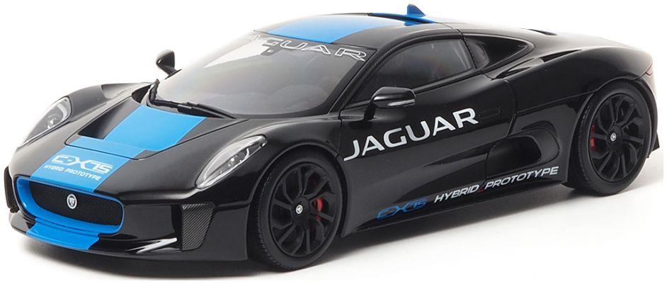 Almost Real 1:18th Scale Jaguar C-X75 2013 Ultimate Black Metallic w/Light Blue Stripes
