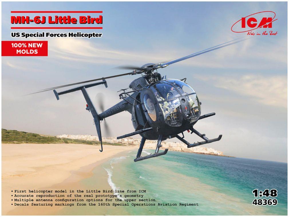 ICM Plastic Kits 1:48th Scale MH-6J Little Bird U.S. Special Forces Helicopter