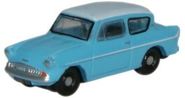 Oxford Diecast 1:148 Scale Ford Anglia - Caribbean Turquoise/White