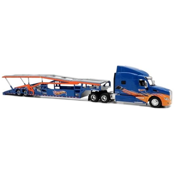 Iconic Replicas 1:64 Scale Peterbilt 579 w/Car Carrier Blue
