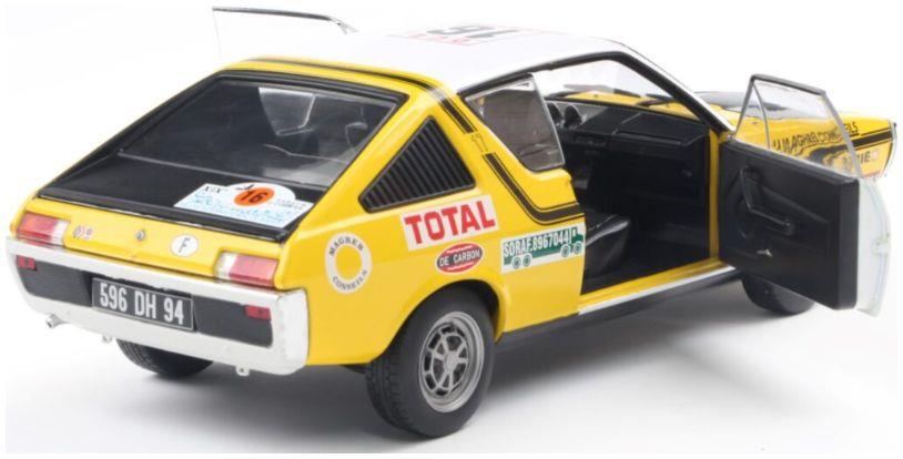 Solido  1:18th Scale Renault 17 PH.1 Yellow #23 Prive/Tilbert Rallye Du Maroc 1976