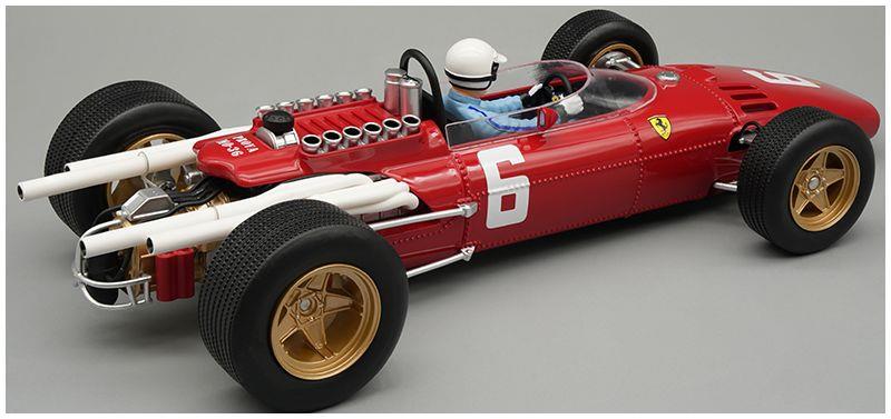 Tecnomodels  1:18th Scale Ferrari 312 F1 1966 Winner Italy GP Monza #6 L. Scarfiotti w/Driver (w/Showcase)