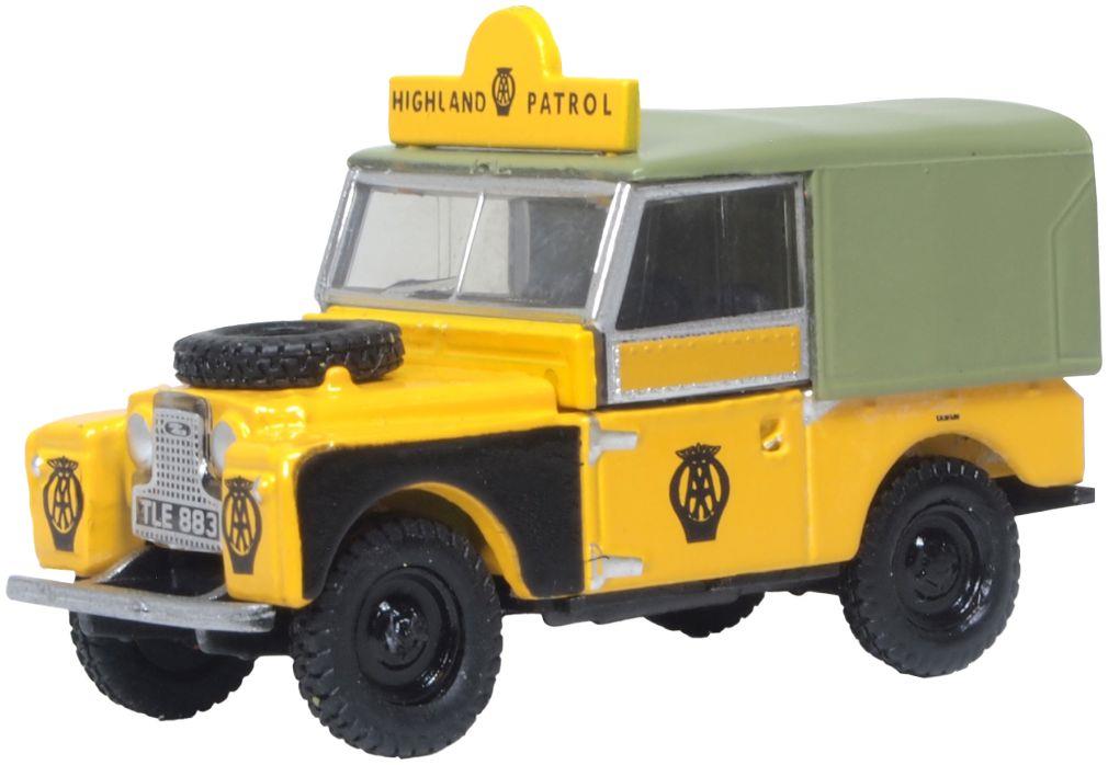 Oxford Diecast 1:76 Scale Land Rover Series I 88" Canvas AA Highland Patrol