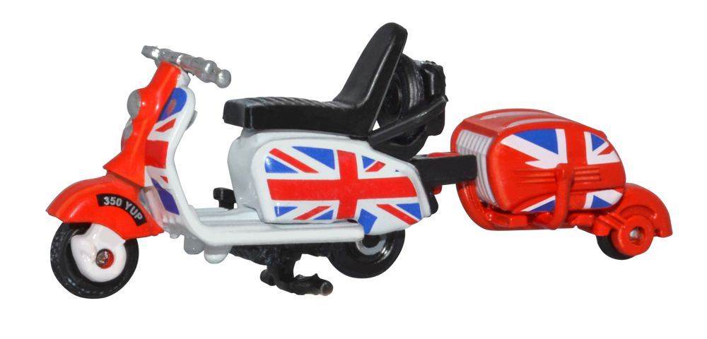 Oxford Diecast 1:76 Scale Scooter + Trailer Union Jack