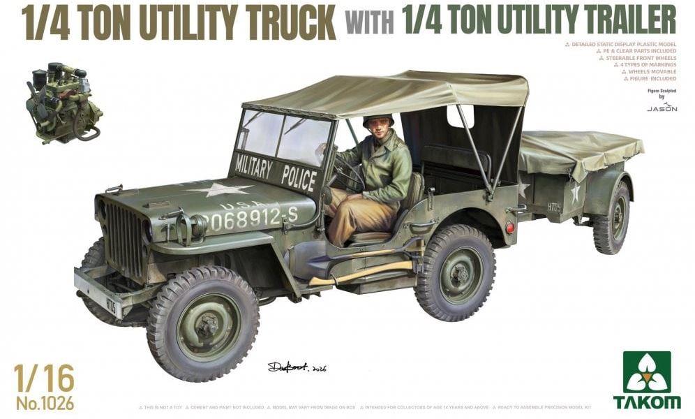 TAKOM 1026 1/16 Scale ¼-ton Utility Truck &amp; utility trailer Model Military Kit