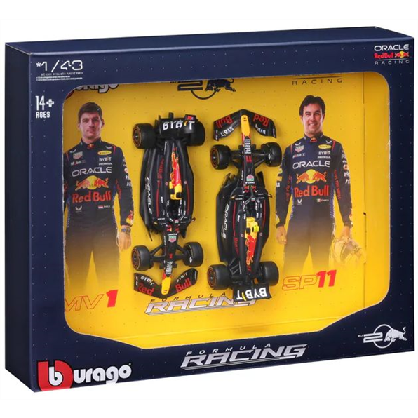 Burago 1:43 Scale Oracle Red Bull Racing RB20 #1 Verstappen and #11 Sergio Perez 2024 2 Car Set