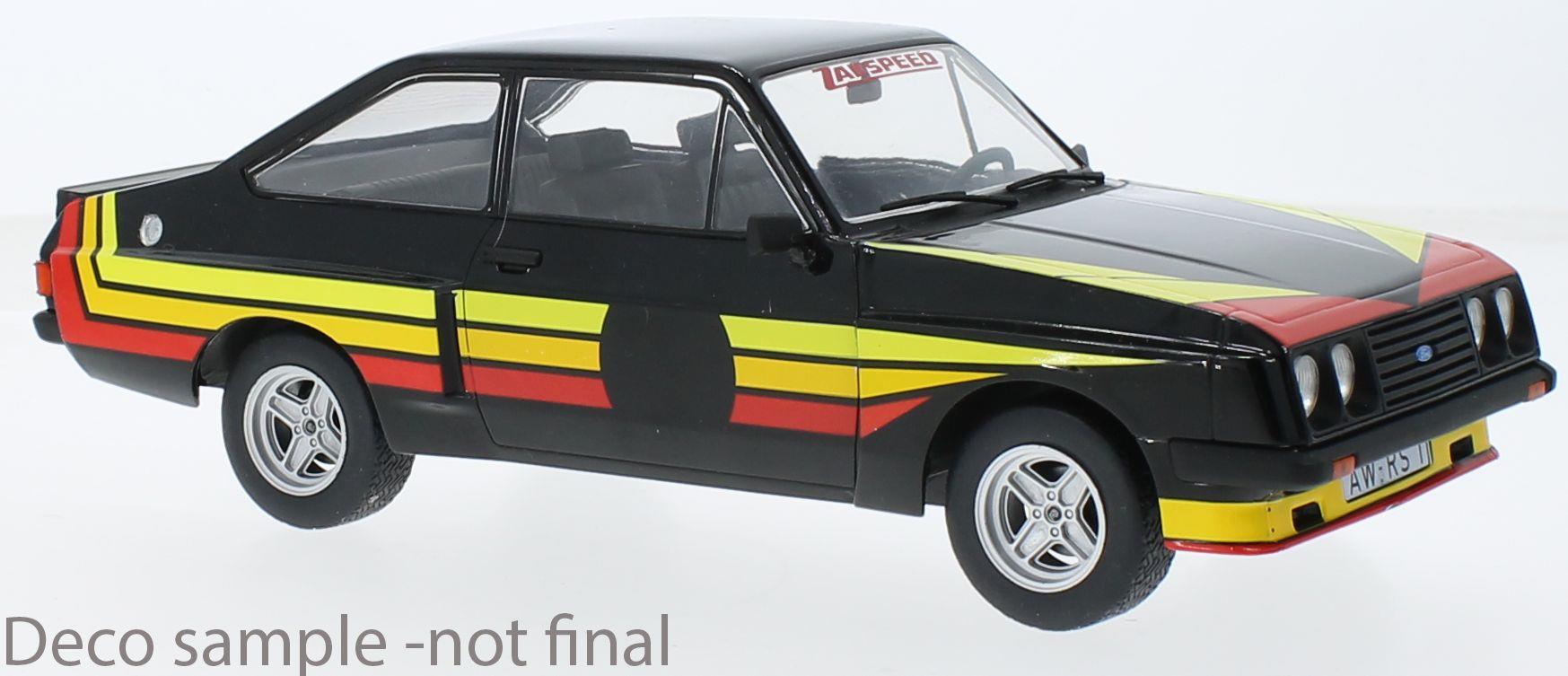 Model Car Group 1:18 Scale Ford Escort MK II RS 2000 X-Pack Black with decals