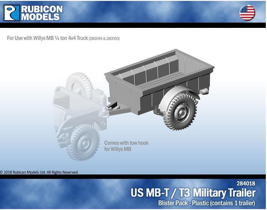 Rubicon Models 1/56 Scale US Jeep MB-T / T3 Military Trailer RU284018