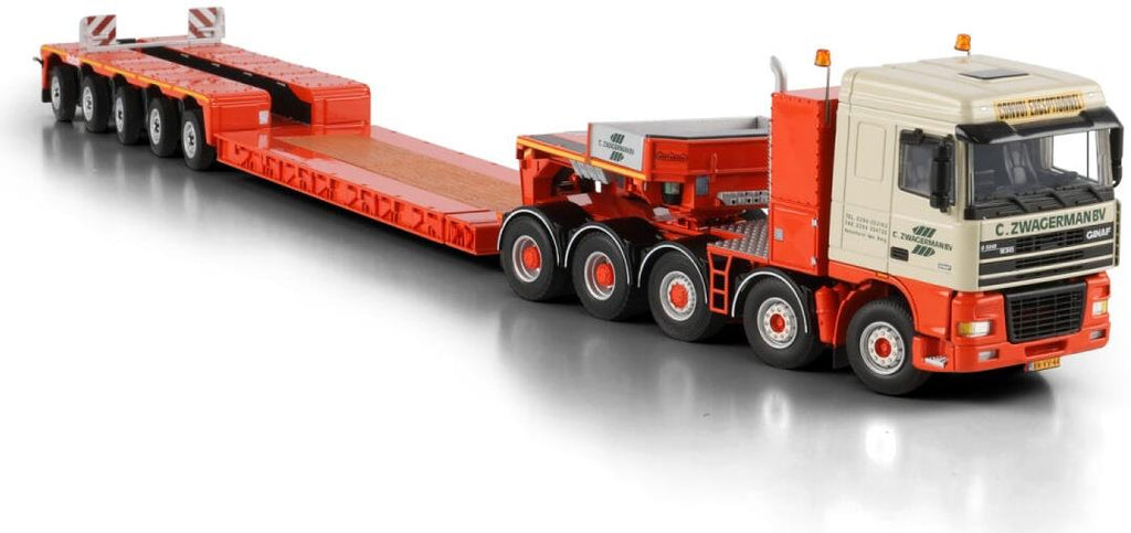 WSi 1:50th Scale DAF 95XF Space Cab 10x4 Low Loader 5 Axle C. Zwagerman GINAF