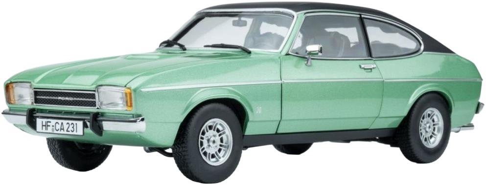 Touring Model Cars 1:18th Scale Ford Capri II Ghia 3.0 (1974 - 1977) Mediteran Green w/Vinyl Top Black