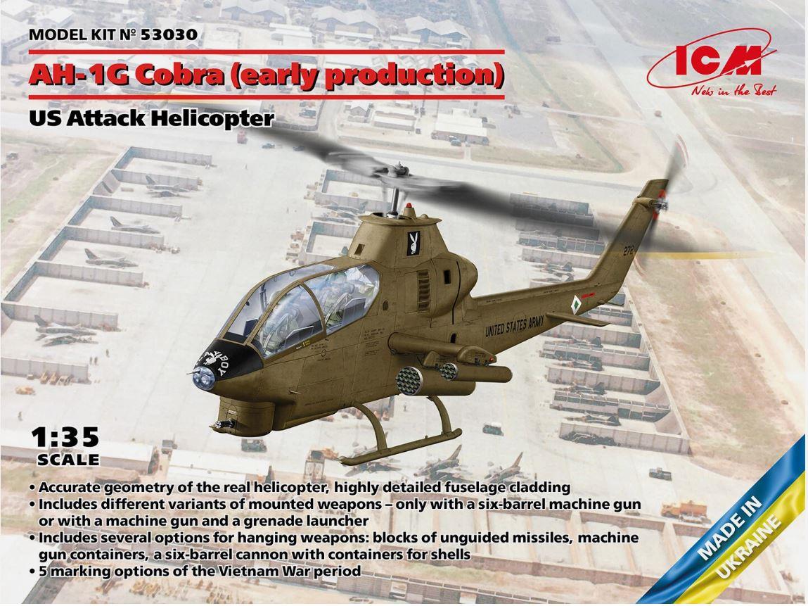ICM 53030 1/35 Scale Ah-1G Cobra, US Attack Helicopter (100% New Molds)Model Kit