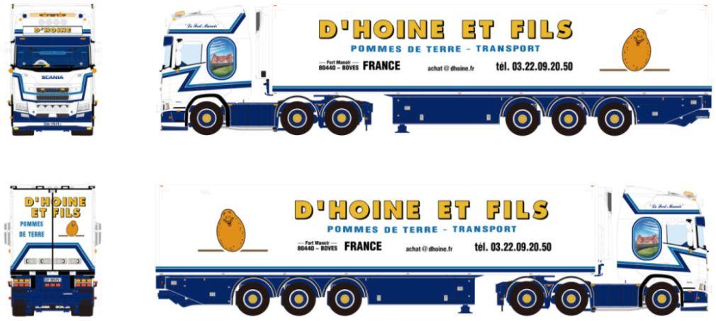 WSi 1:50th Scale Scania R Highline CR20H 6x2 Twin Steer Reefer Trailer 3 Axle D'Hoine