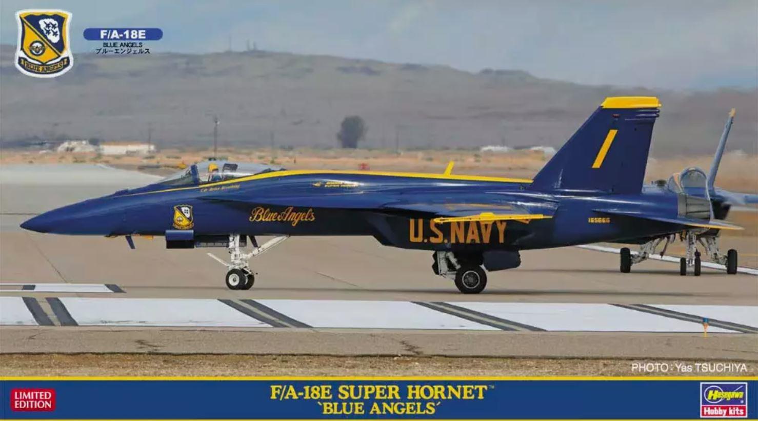 Hasegawa 02467 1:72 Scale F/A-18E Super Hornet Blue Angels Kit With Bonus Patch