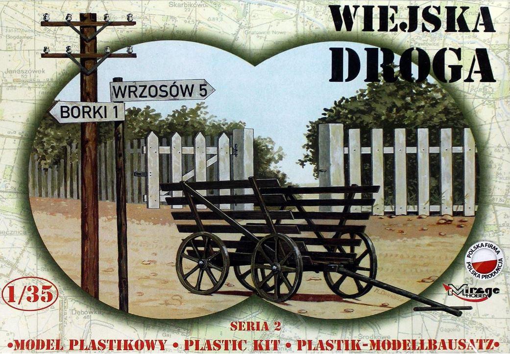 Mirage Hobby  35221 1/35 Scale Cart Fence Power Pole Sign Cart Hay Wagon Model Kit