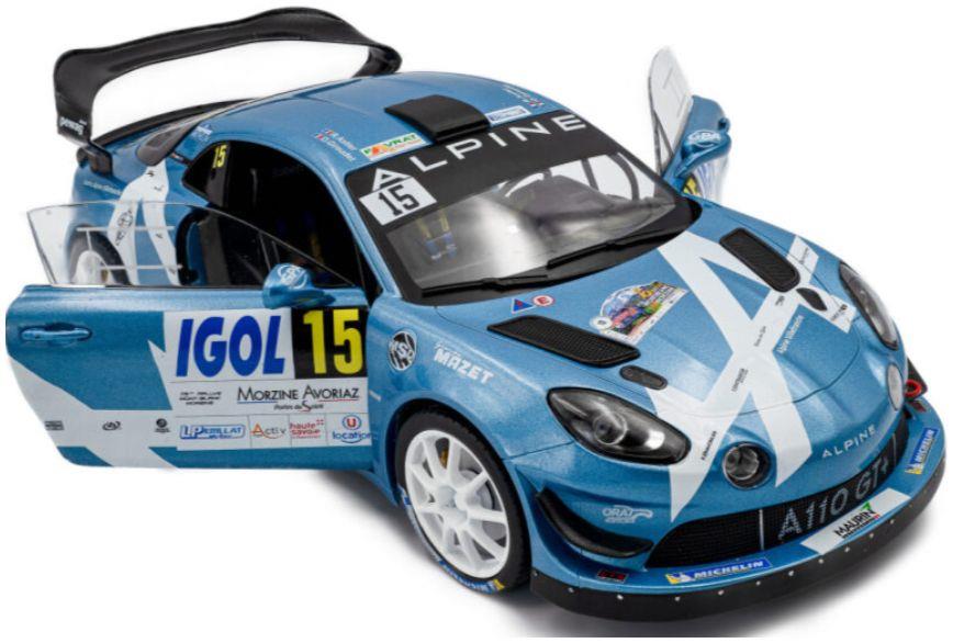Solido  1:18th Scale Alpine A110 RGT+ Blue #15 R.Astier D.Giraudet Rallye Du Mont Blanc 2024