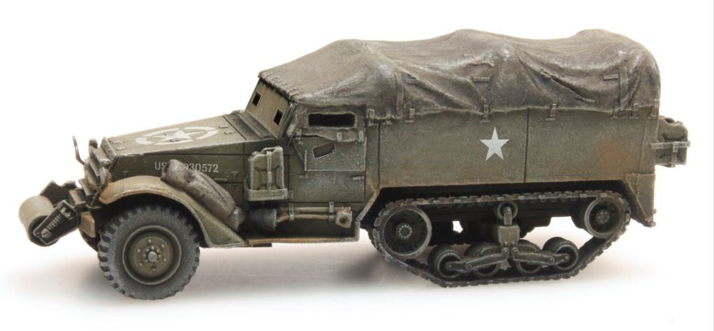 Artitec H0 Scale M3A1 Half-Track Personnel Carrier Train Load (US) 1:87 Ready-Made, Painted
