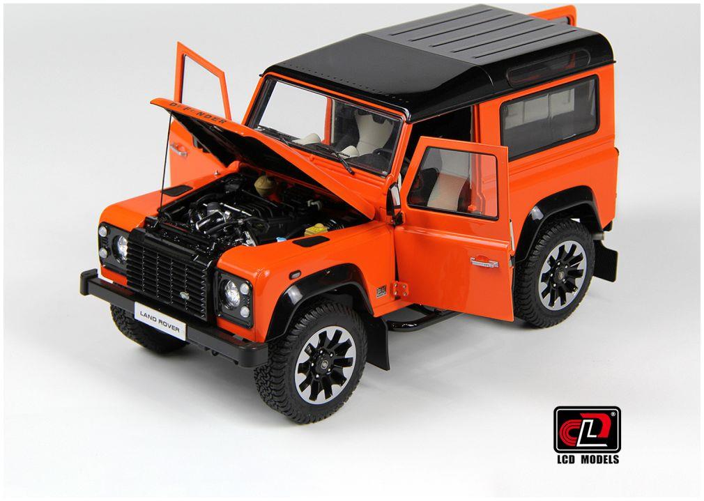LCD Model 1:18 Scale Land Rover Defender 90 2018 Works V8 70th Edition Orange