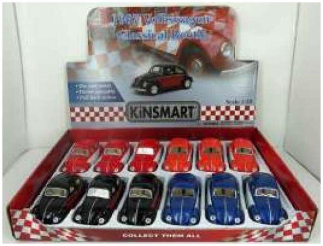 Kinsmart 1:32 Scale VW Beetle 1967 (12pcs) (3 x Red/3 x Black/3 x Orange/3 x Blue)