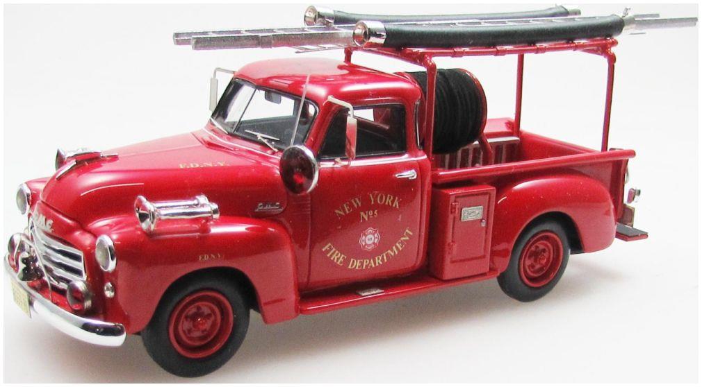 Esval  1:43rd Scale GMC Series 100 Red 5-Window Pickup New York Fire Dept w/Fire Equipment Red 1952