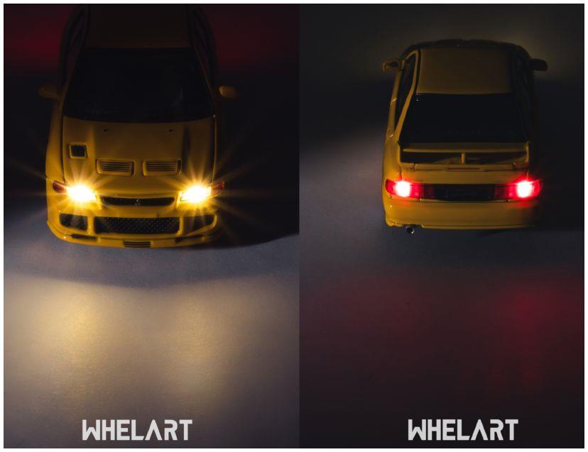 Whelart  1:64th Scale Mitsubishi EVO 3 Yellow - Light-Up!