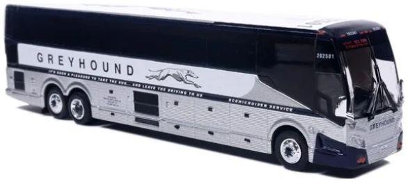 Iconic Replicas 1:87th Scale Prevost H3-45 Coach: Greyhound Scenicruiser Vintage Livery