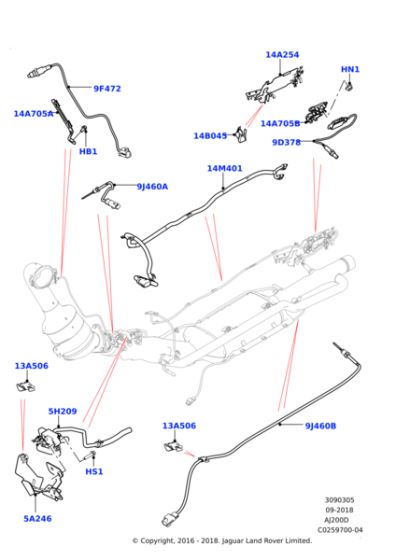 Jaguar E Pace 2.0 Diesel 2017-2022 Exhaust Temperature Sensor J9C1448