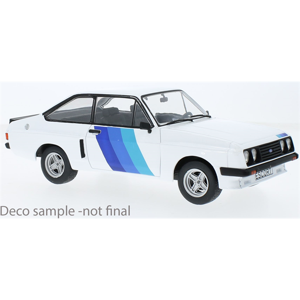 Model Car Group 1:18 Scale Ford Escort MK II R White with Blue Flash