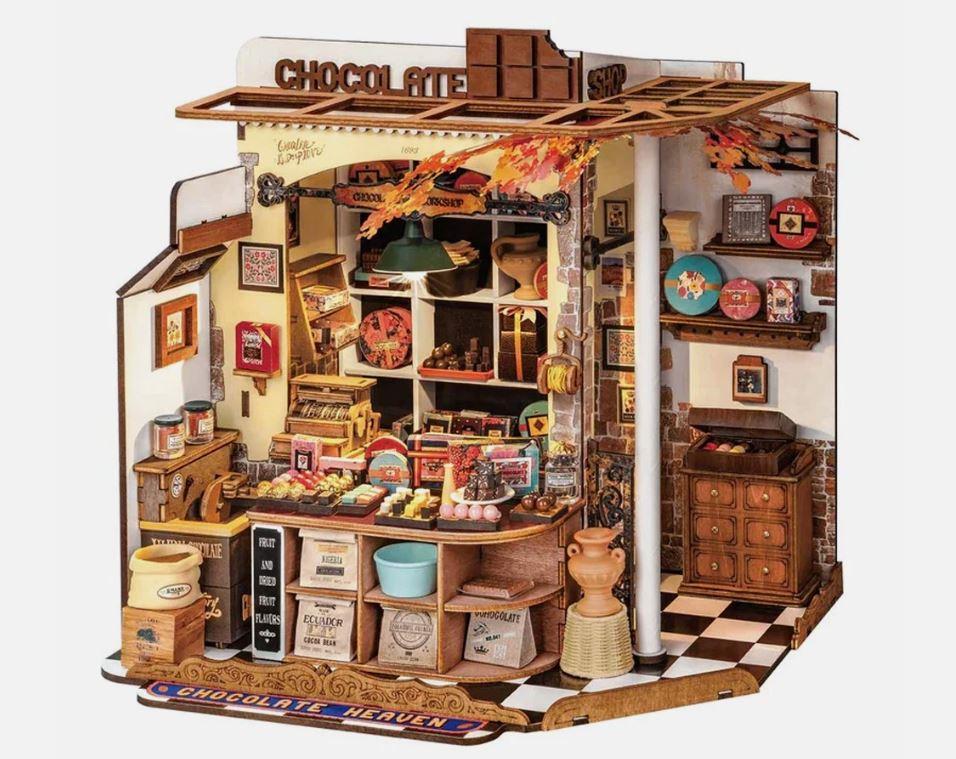 Rolife Robotime DG174  Henry  Chocolate Shop DIY Miniature Dollhouse Model Kit DG174