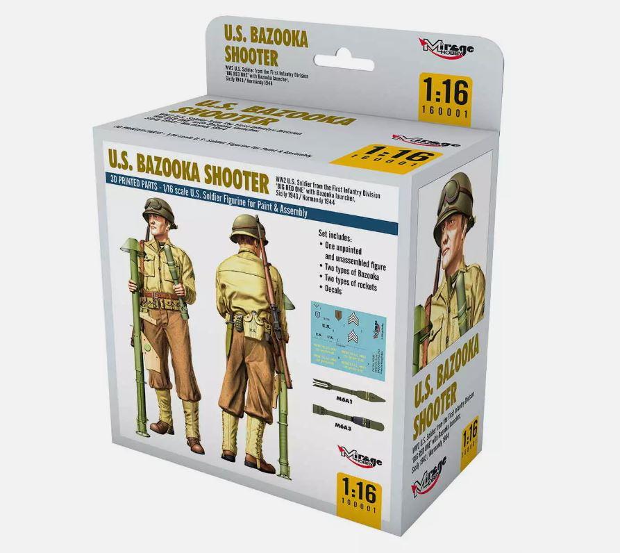 Mirage Hobby  160001 1:16 3D Printed WW2 US BAZOOKA SHOOTER Big Red One Normandy 1944 Overlord