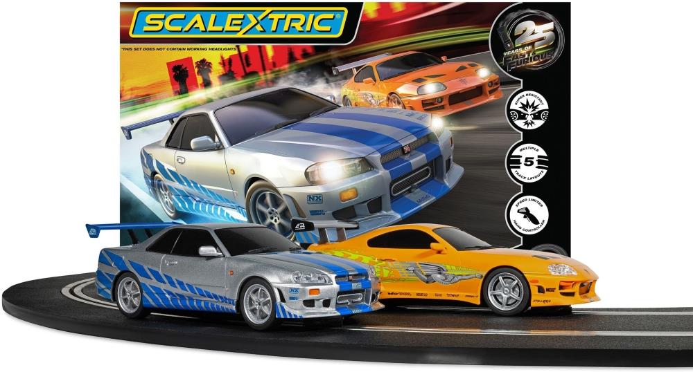 Scalextric  1:32nd Scale Fast and Furious Set 25 Years Supra vs R34