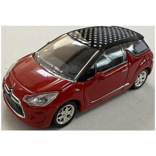 Norev 1:64 Scale Citroen DS 3 2010 Red/Black and White Polka Dot Roof