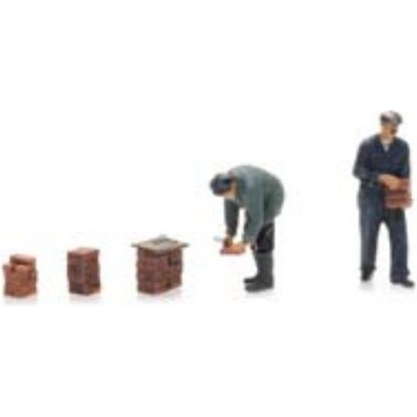 Artitec 1:87 Scale Bricklayers 1930s-1990s (2x) Ready Made Painted