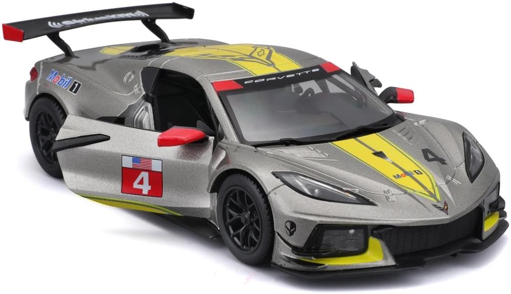 Burago 1:24 Scale Chevrolet Corvette C8R #4 2020 Grey/Yellow