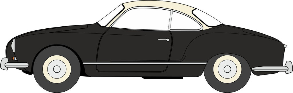 Oxford Diecast 1:76 Scale VW Karmann Ghia Black/Lotus White