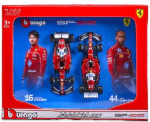 Bburago  1:43rd Scale Ferrari SF-25 #16 Charles Leclerc + #44 Lewis Hamilton 2025 2 Car Set