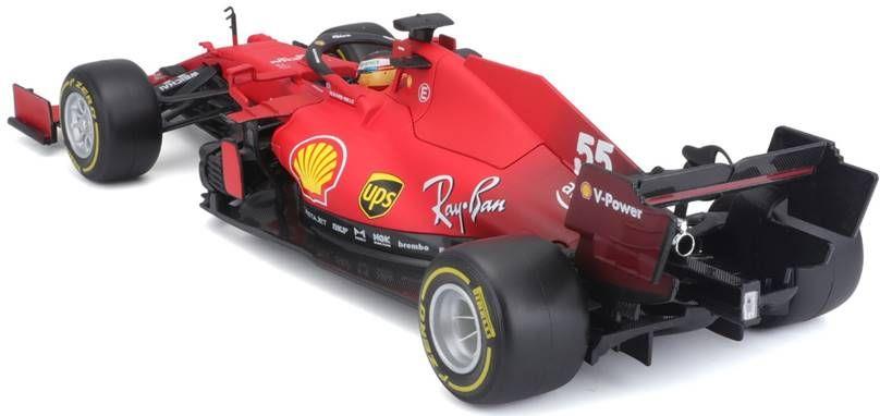 Burago 1:18 Scale Ferrari SF21 #55 Carlos Sainz 2021 Season Car - Medium, Yellow wall tyres