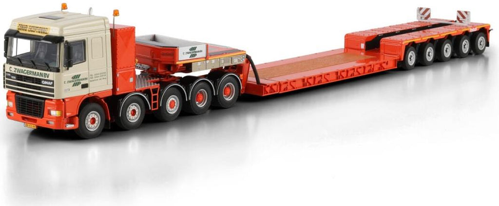 WSi 1:50th Scale DAF 95XF Space Cab 10x4 Low Loader 5 Axle C. Zwagerman GINAF