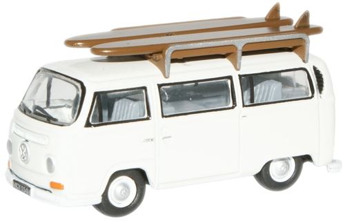 Oxford Diecast 1:76 Scale VW T2 Bus C/W Surfboards - Pastel White