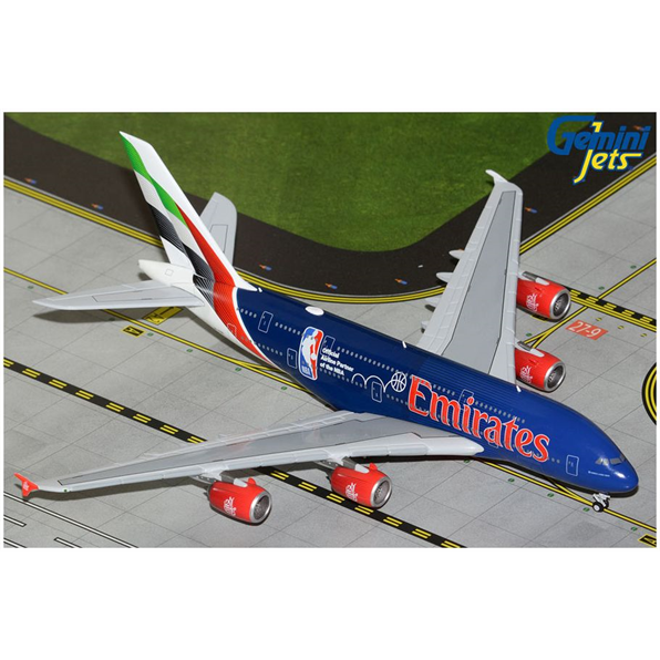 Gemini Jets 1:400th Scale Airbus A380 Emirates A6-EOD 'Official Airline Partner of the NBA'
