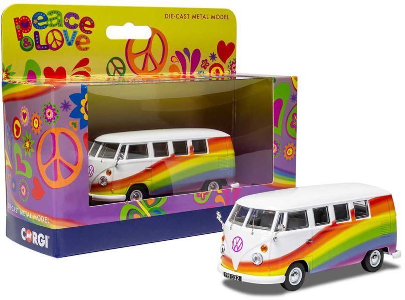 Corgi 1:43 Scale Volkswagen Campervan 'Peace Love and Rainbows'