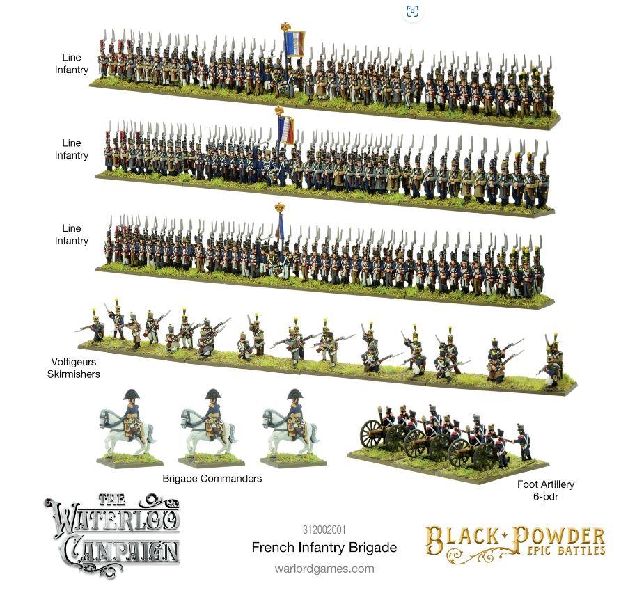 Black Powder 312002001 15MM Epic Battles: Waterloo – French Infantry Brigade