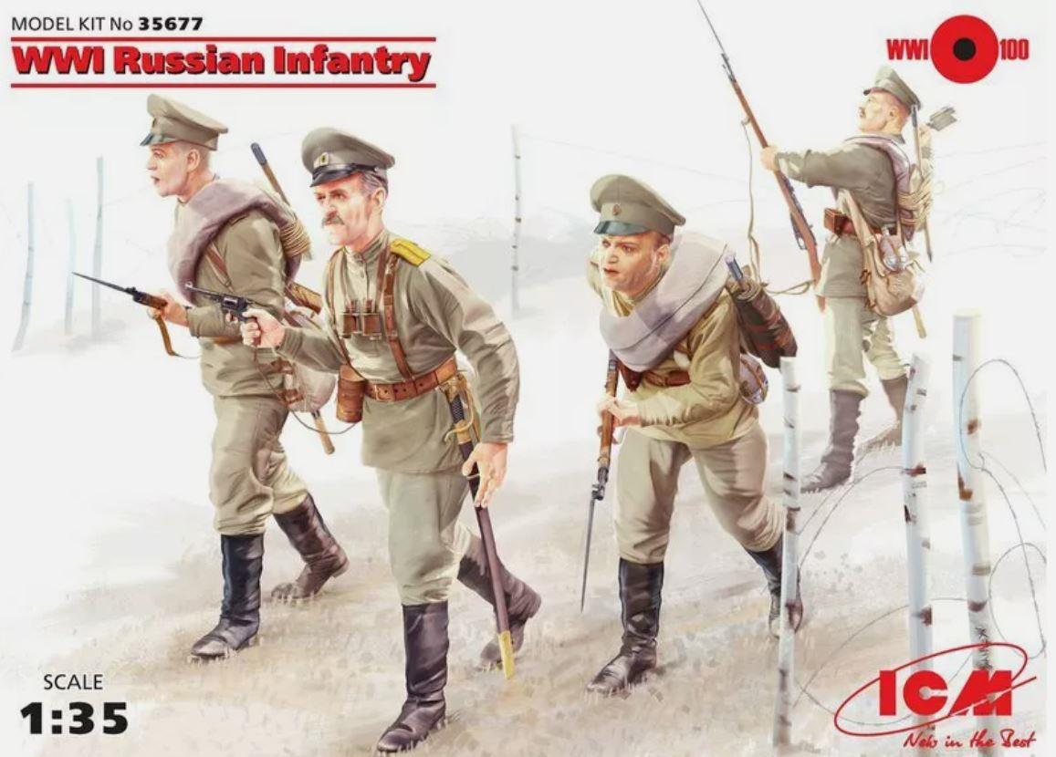 ICM 35677 1/35 Scale WWI Russian Infantry 4 Figs Soviet STORM