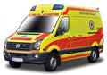 Burago 1:50 Scale VW Crafter Ambulance - Yellow/Red
