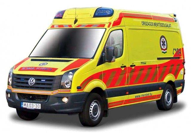Burago 1:50 Scale VW Crafter Ambulance - Yellow/Red