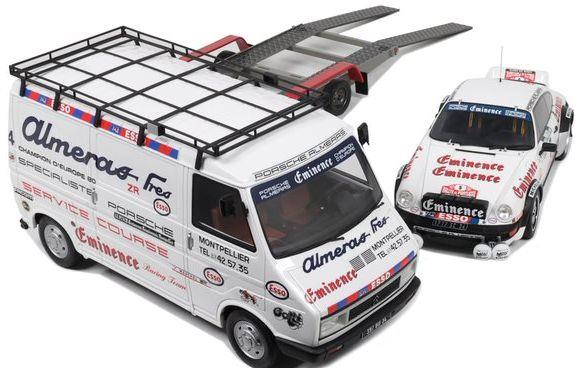 OTTO 1:18 Scale Citroen C35 Almeras + Trailer w/Porsche 911 SC #5 Rallye of Portugal 1981