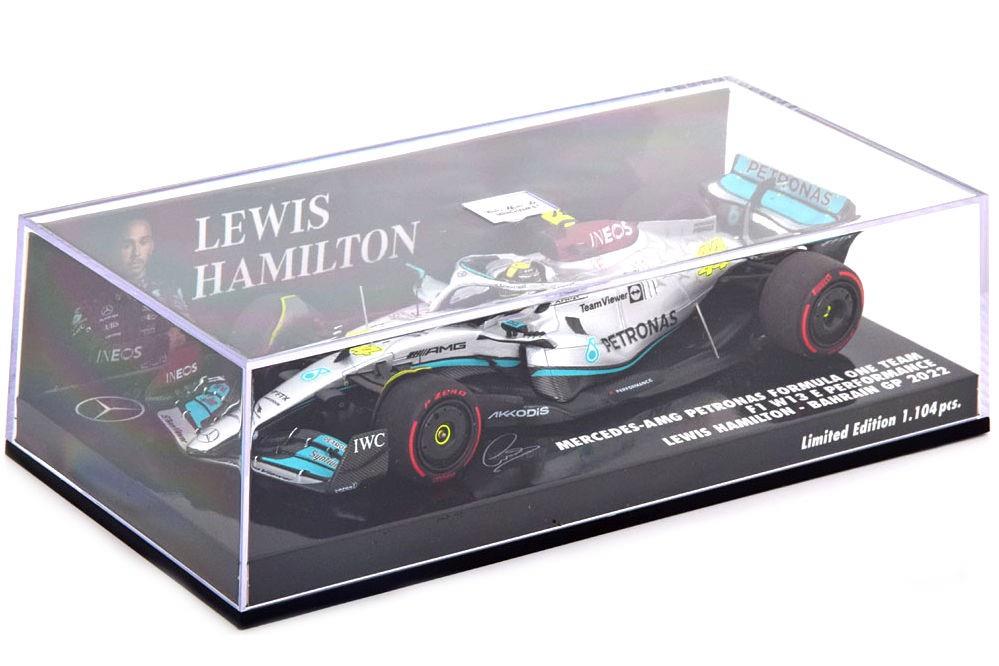 Minichamps 1:43 Scale Mercedes AMG Petronas F1 Lewis Hamilton W13 E Performance Bahrain GP 2022