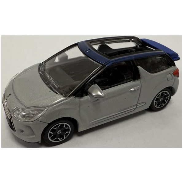 Norev 1:64 Scale Citroen DS 3 Cabrio 2012 Pearl White/Blue Top (Roof Down)