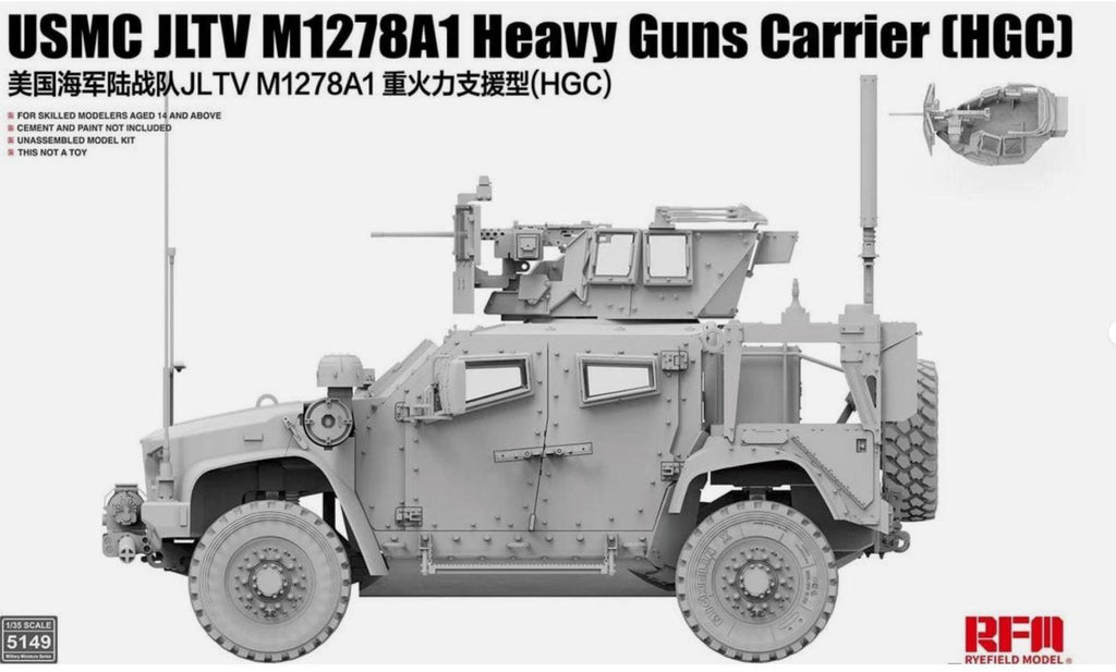 RyeField Model 5149 1/35 Scale USMC JLTV M1278A1 Heavy Guns Carrier (HGC) Model Kit