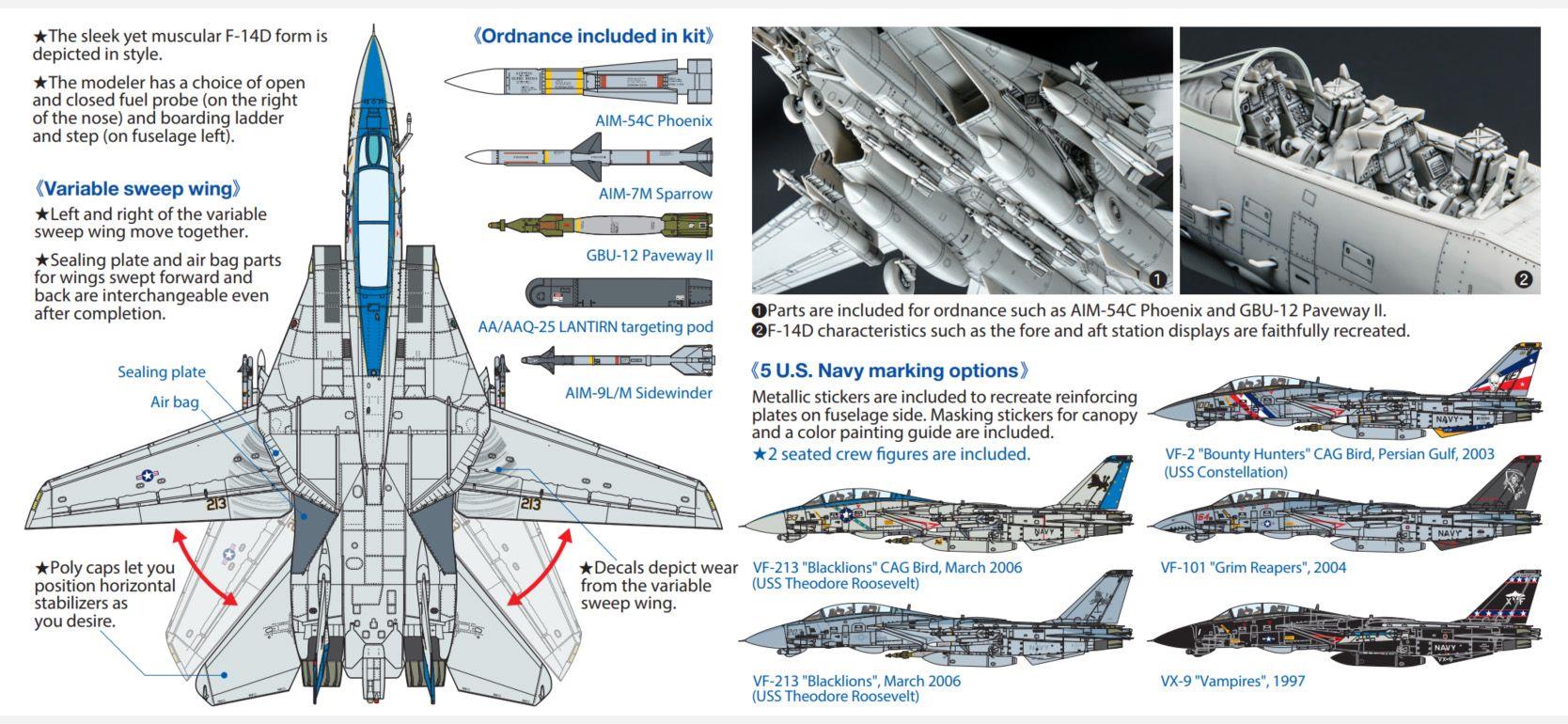 Tamiya 60795 1/72 Scale US Navy Grumman F-14D Tomcat